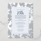 25e bruiloft Jubileum Uitnodiging Zilver Elegant (Voorkant)