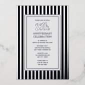 25e bruiloft Jubileum Uitnodiging Zilveren Strepen (Voorkant)