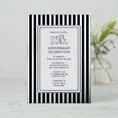 25e bruiloft Jubileum Uitnodiging Zilveren Strepen (Staand Voorkant)