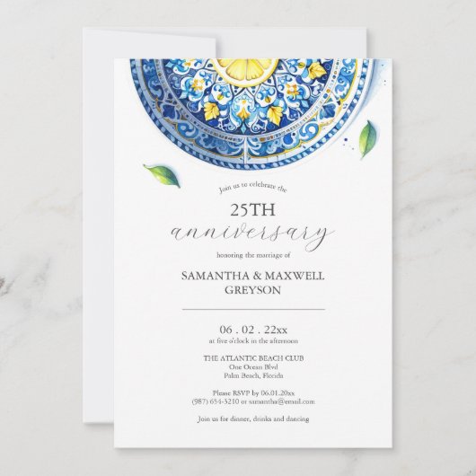 25e bruiloft Jubileum uitnodigingen citroenen (Voorkant)