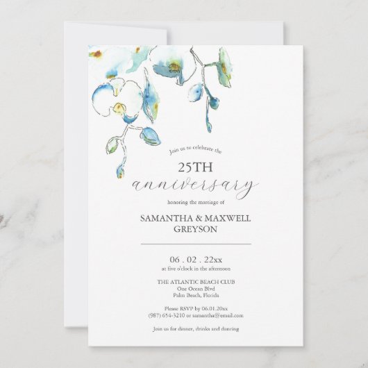 25e bruiloft Jubileum uitnodigingen Floral (Voorkant)