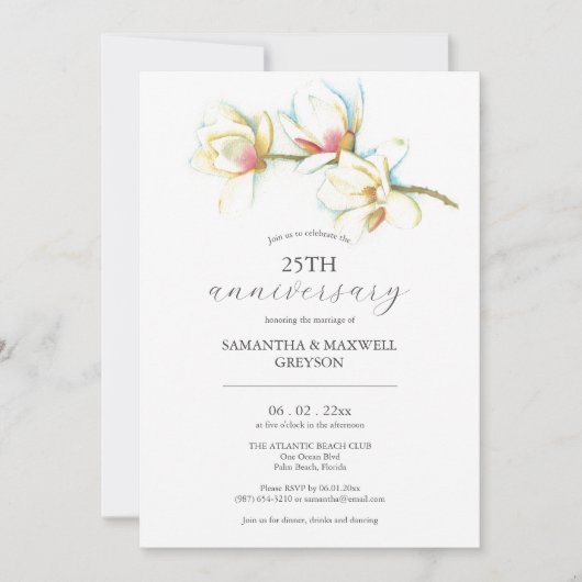 25e bruiloft Jubileum uitnodigingen Floral (Voorkant)