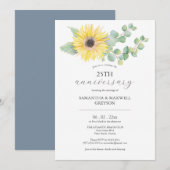 25e bruiloft Jubileum uitnodigingen Zonnebloem (Voorkant / Achterkant)