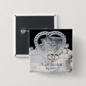 25e bruiloft Jubileum Vierkante Button 5,1 Cm (Voorkant /achterkant)