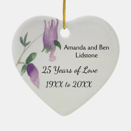 25e bruiloft Jubileum  vogelvlucht Keramisch Ornament (Achterkant)