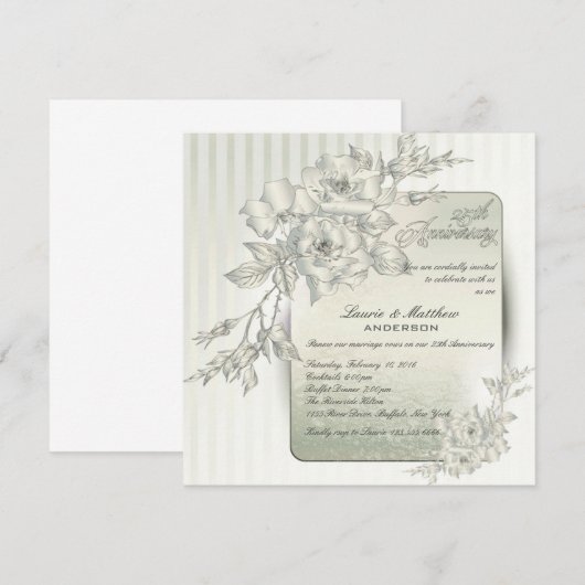 25e bruiloft Jubileum Vow Renewal Silver Rozen Kaart (Voorkant / Achterkant)