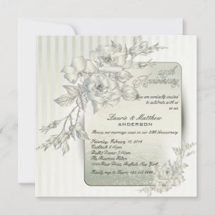 25e bruiloft Jubileum Vow Renewal Silver Rozen Kaart