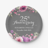 25e bruiloft Jubileum Waterverf Rozen Papieren Bordje (Voorkant)