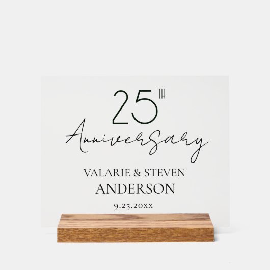 25e bruiloft Jubileum Welkom Acryl Bord (Voorkant)