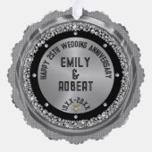 25e bruiloft Jubileum White Diamonds & Gold Ornament Kaart (Achterkant)