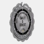 25e bruiloft Jubileum White Diamonds & Gold Ornament Kaart (Rechts)