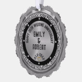 25e bruiloft Jubileum White Diamonds & Gold Ornament Kaart (Links)