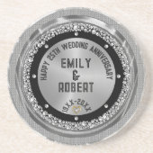 25e bruiloft Jubileum White Diamonds & Gold Zandsteen Onderzetter (Voorkant)