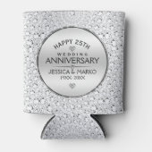 25e bruiloft Jubileum White Diamonds & Silver Blikjeskoeler (Voorkant)