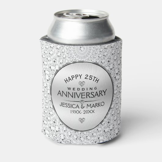 25e bruiloft Jubileum White Diamonds & Silver Blikjeskoeler (Blikje Achterkant)