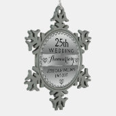 25e bruiloft Jubileum White Diamonds & Silver Tin Sneeuwvlok Ornament (Links)