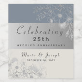 25e bruiloft Jubileum Wijn Etiket (Enkel label)