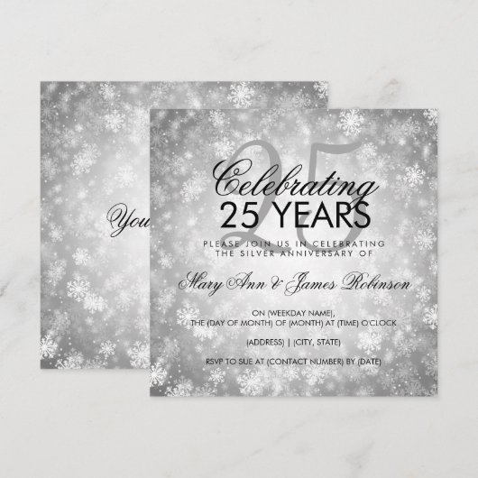 25e bruiloft Jubileum Winter Wonderland Silver Kaart (Voorkant / Achterkant)
