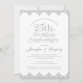 25e bruiloft Jubileum wit grijs typografie Kaart (Voorkant)