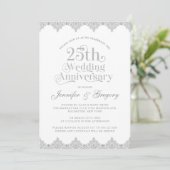 25e bruiloft Jubileum wit grijs typografie Kaart (Staand voorkant)