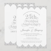 25e bruiloft Jubileum wit grijs typografie Kaart (Voorkant / Achterkant)
