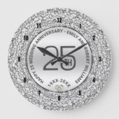25e bruiloft Jubileum witte diamanten & zilver Grote Klok (Voorkant)