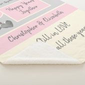 25e bruiloft Jubileum zilver en roze Sherpa Deken (3/4)