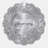 25e bruiloft Jubileum Zilver Mandala Bling Ornament Kaart (Achterkant)