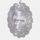 25e bruiloft Jubileum Zilver Mandala Bling Ornament Kaart (Links)