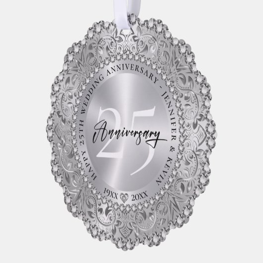 25e bruiloft Jubileum Zilver Mandala Bling Ornament Kaart (Links)