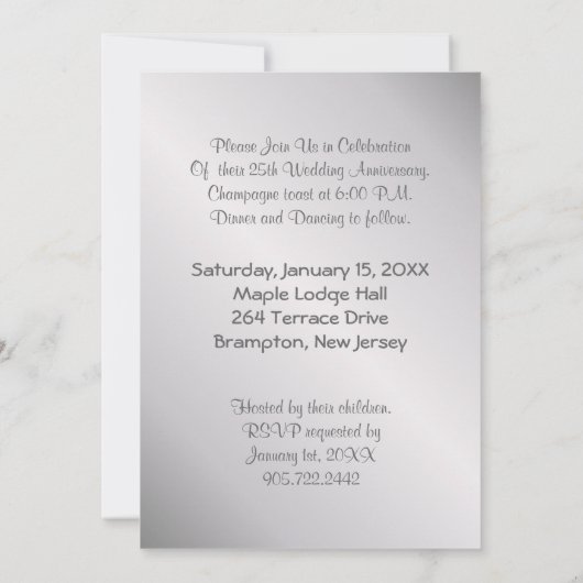 25e bruiloft Jubileum - Zilver Save The Date (Achterkant)