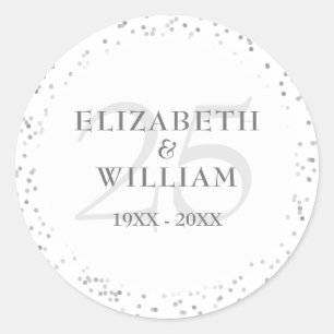 25e bruiloft Jubileum Zilver Stardust Ronde Sticker