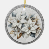 25e bruiloft Jubileum Zilver Witte Bloem Keramisch Ornament (Voorkant)