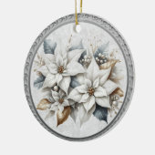 25e bruiloft Jubileum Zilver Witte Bloem Keramisch Ornament (Links)