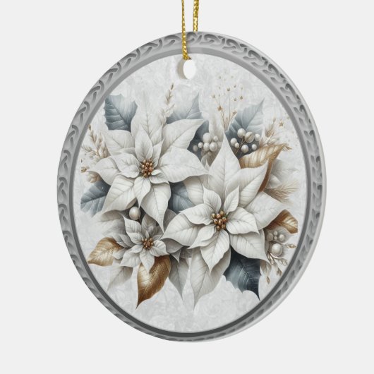25e bruiloft Jubileum Zilver Witte Bloem Keramisch Ornament (Links)