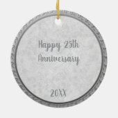 25e bruiloft Jubileum Zilver Witte Bloem Keramisch Ornament (Achterkant)