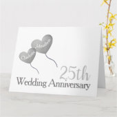 25e bruiloft Jubileum zilveren ballon groot Kaart (Gele Bloem)