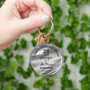 25e BRUILOFT JUBILEUM Zilveren Bruiloft bewerkbaar Sleutelhanger