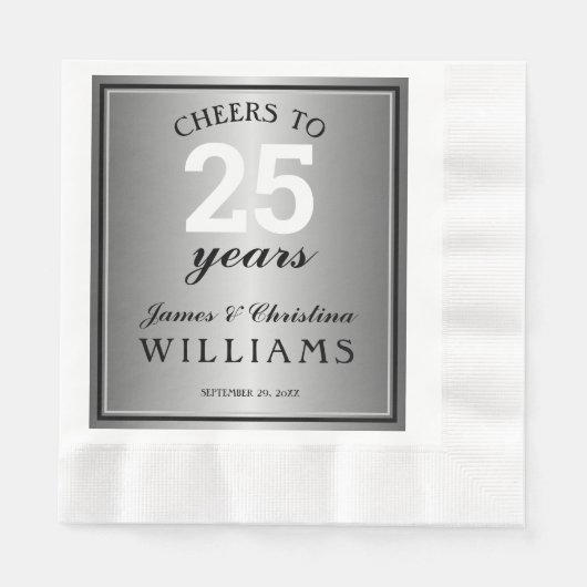 25e bruiloft Jubileum zilveren gejuich 25 jaar Servet (Voorkant)