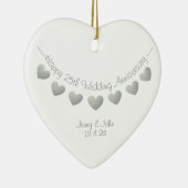 25e bruiloft Jubileum Zilveren hartversiering Keramisch Ornament (Rechts)