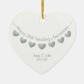 25e bruiloft Jubileum Zilveren hartversiering Keramisch Ornament (Voorkant)