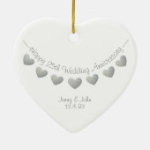 25e bruiloft Jubileum Zilveren hartversiering Keramisch Ornament (Achterkant)