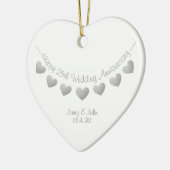 25e bruiloft Jubileum Zilveren hartversiering Keramisch Ornament (Links)