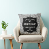25e bruiloft Jubileum zwart en zilver glitter Kussen (Stoel)