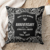 25e bruiloft Jubileum zwart en zilver ontwerp Kussen (Deken)
