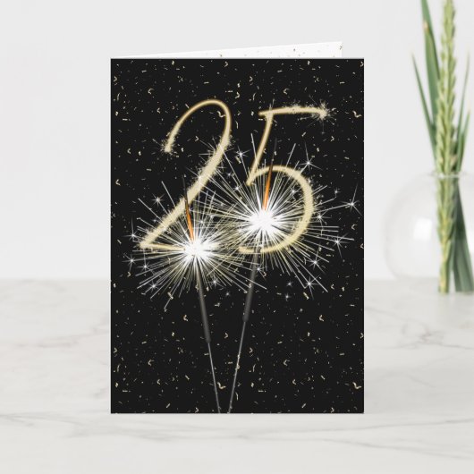 25e bruiloft-sparklers kaart (Voorkant)