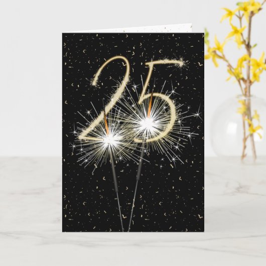 25e bruiloft-sparklers kaart (Gele Bloem)
