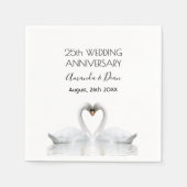 25e bruiloft wit zwaanpaar servet (Voorkant)