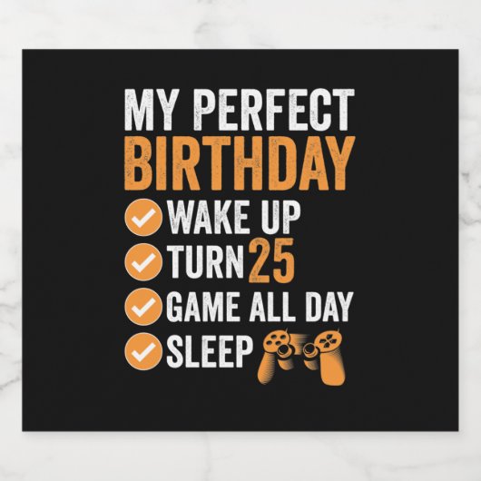 25e draai 25 Mijn perfecte thuisgame Sparkling Wijnetiket (Enkel label)