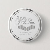 25e Eenvoudig Zilverweddenschap Jubileum Ronde Button 5,7 Cm (Voorkant)